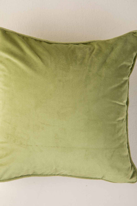 SOLID & TEXTURED CUSHIONS Solid Velvet Olive Cushion Cover (41 Cm X 41 Cm)