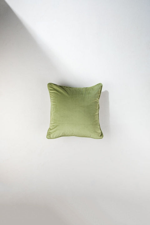 SOLID & TEXTURED CUSHIONS Solid Velvet Olive Cushion Cover (41 Cm X 41 Cm)