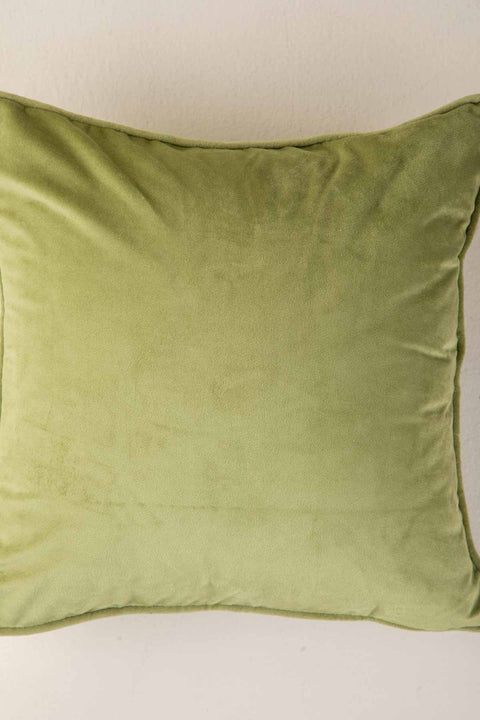 SOLID & TEXTURED CUSHIONS Solid Velvet Olive Cushion Cover (41 Cm X 41 Cm)