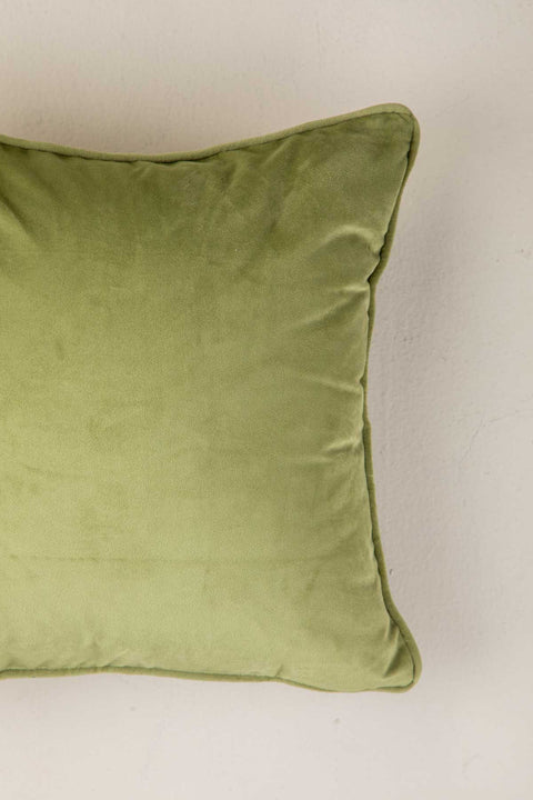 SOLID & TEXTURED CUSHIONS Solid Velvet Olive Cushion Cover (41 Cm X 41 Cm)