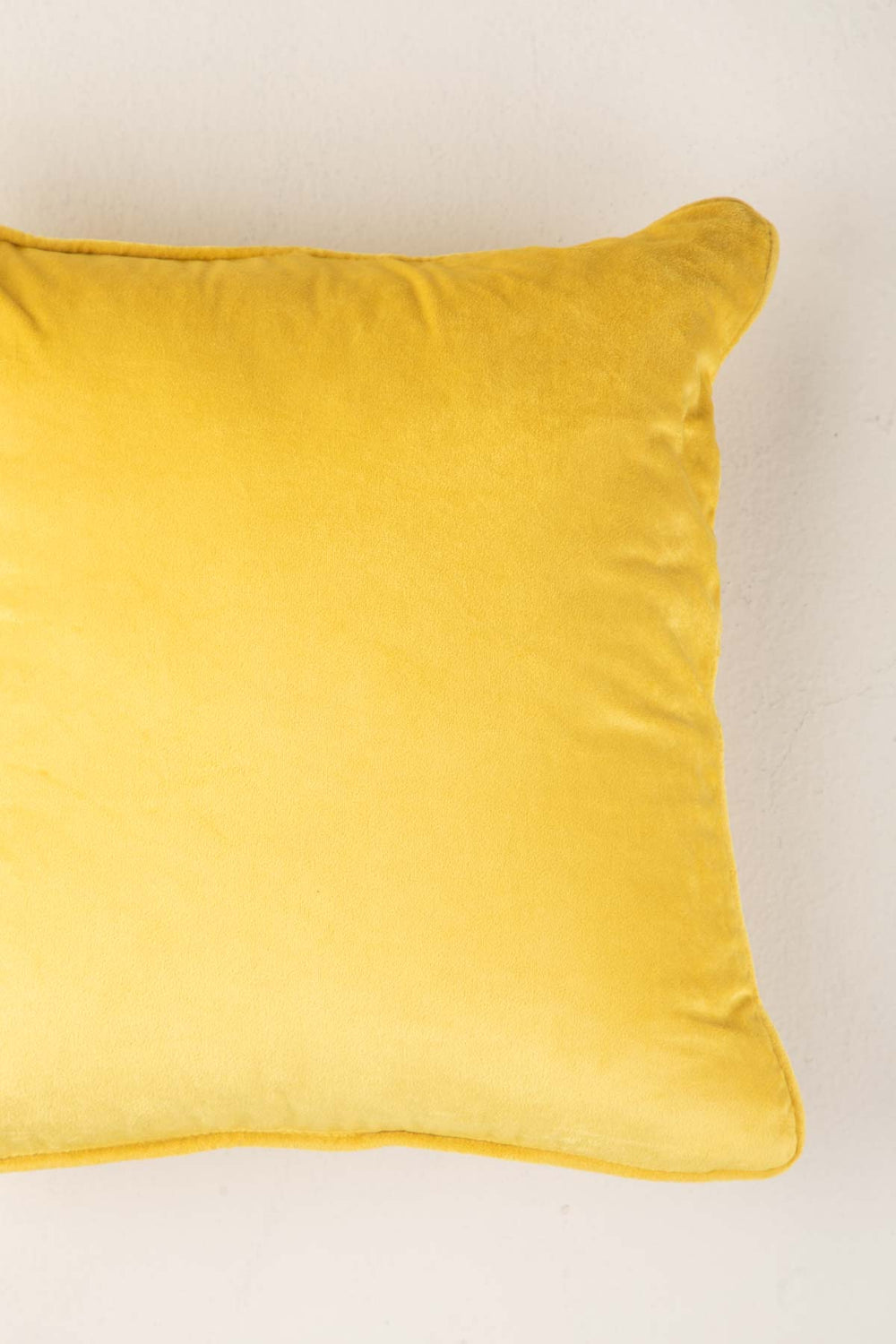 SOLID & TEXTURED CUSHIONS Solid Velvet Yellow Cushion Cover (41 Cm X 41 Cm)