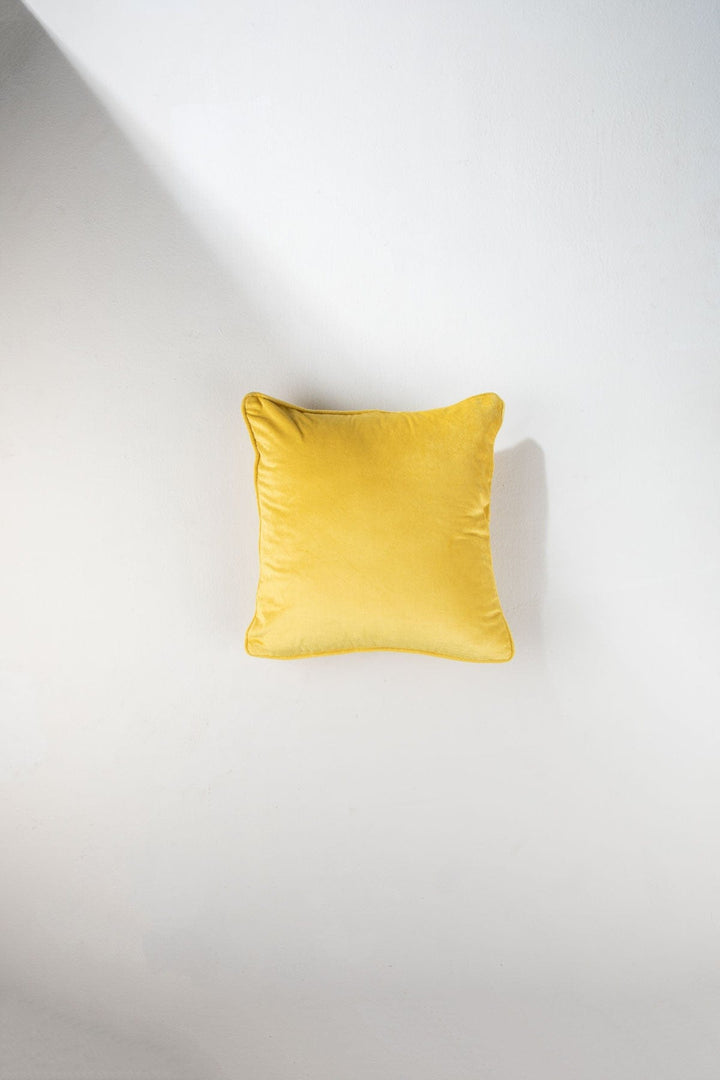 SOLID & TEXTURED CUSHIONS Solid Velvet Yellow Cushion Cover (41 Cm X 41 Cm)