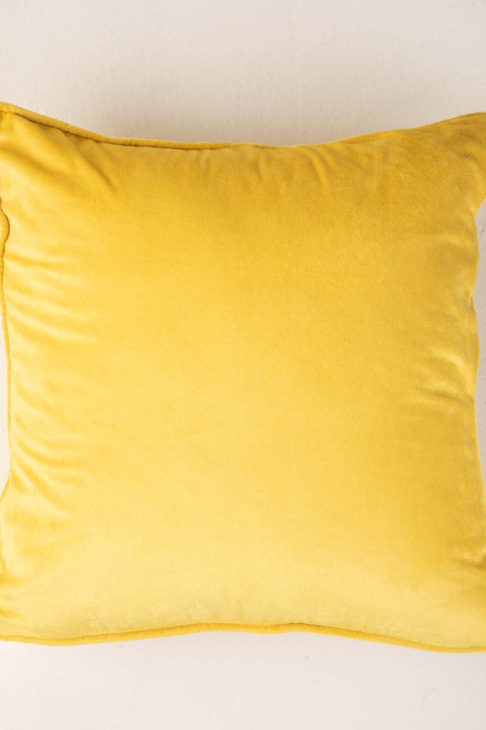 SOLID & TEXTURED CUSHIONS Solid Velvet Yellow Cushion Cover (41 Cm X 41 Cm)