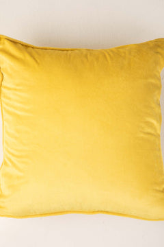 SOLID & TEXTURED CUSHIONS Solid Velvet Yellow Cushion Cover (41 Cm X 41 Cm)
