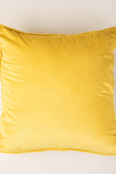 SOLID & TEXTURED CUSHIONS Solid Velvet Yellow Cushion Cover (41 Cm X 41 Cm)