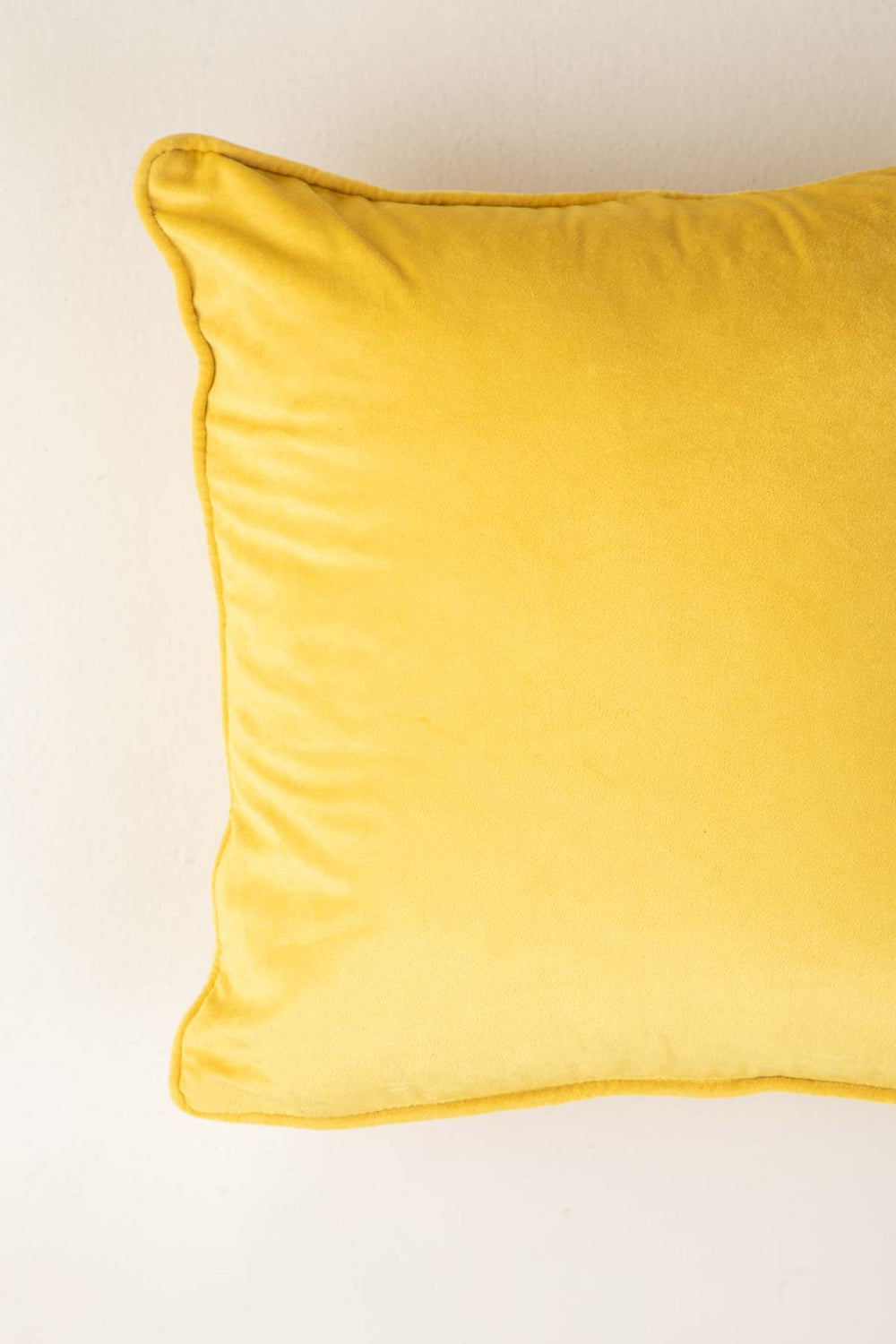 SOLID & TEXTURED CUSHIONS Solid Velvet Yellow Cushion Cover (41 Cm X 41 Cm)