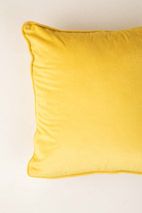 SOLID & TEXTURED CUSHIONS Solid Velvet Yellow Cushion Cover (41 Cm X 41 Cm)