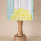 Soma Wood Table Lamp with Tulukka Stripes Drum Lampshade (Blue And Green)