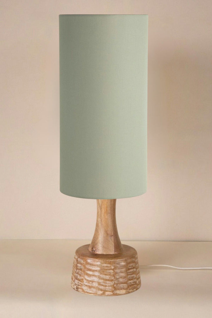 Soma Wood Table Lamp with Solid Lampshade (Sage Green)