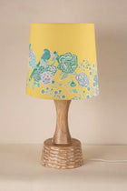 Soma Wood Table Lamp with Damask Birds Taper Lampshade (Butter Yellow)