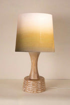 Soma Wood Table Lamp with Akshaya Taper Lampshade (Olive Green)
