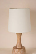 Soma Wood Table Lamp with Loose Weave Drum Lampshade (Off White)