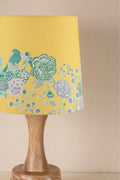 Soma Wood Table Lamp with Damask Birds Taper Lampshade (Butter Yellow)