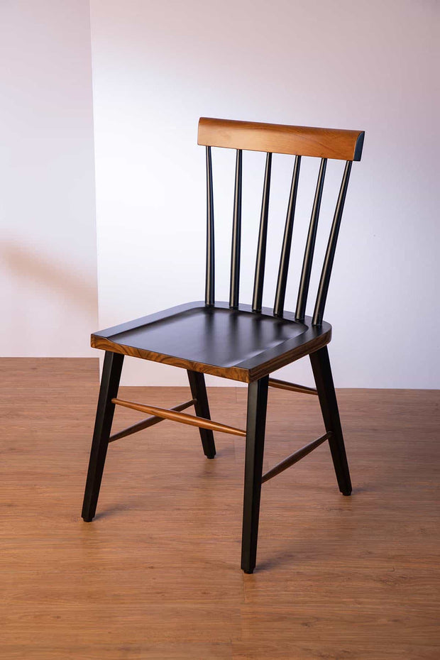 DINING CHAIRS Spindle Teak Wood Chair (Black And Natural)