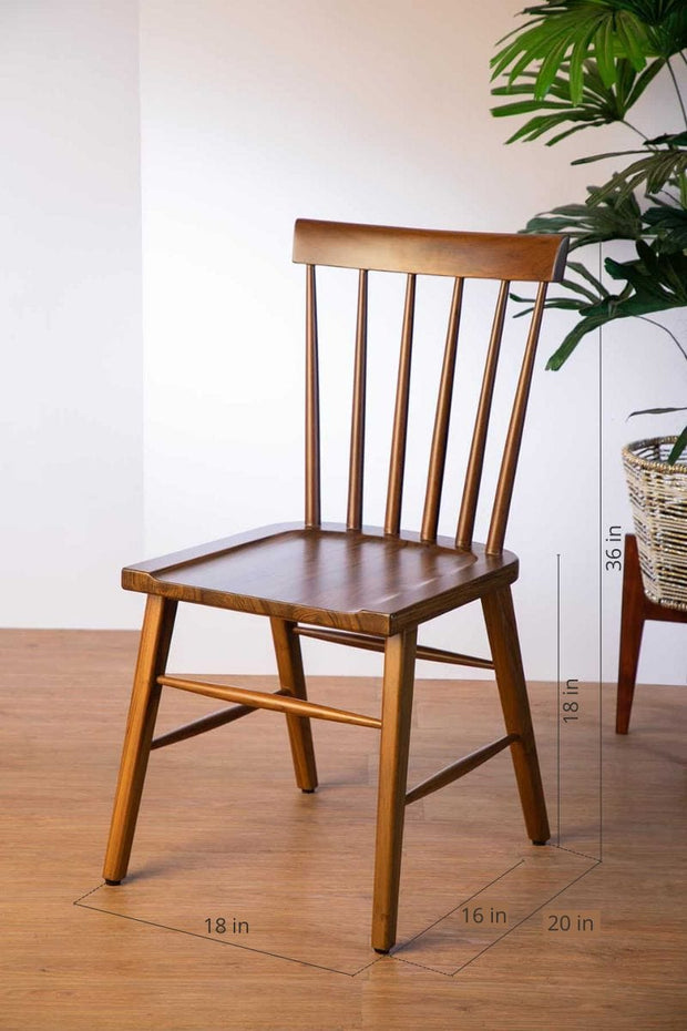 DINING CHAIRS Spindle Teak Wood Chair (Natural)