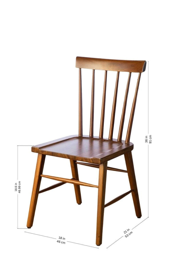 DINING CHAIRS Spindle Teak Wood Chair (Natural)