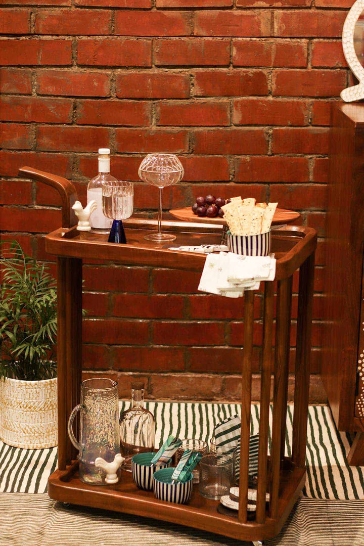 TROLLEYS Spindle Teak Wood Trolley