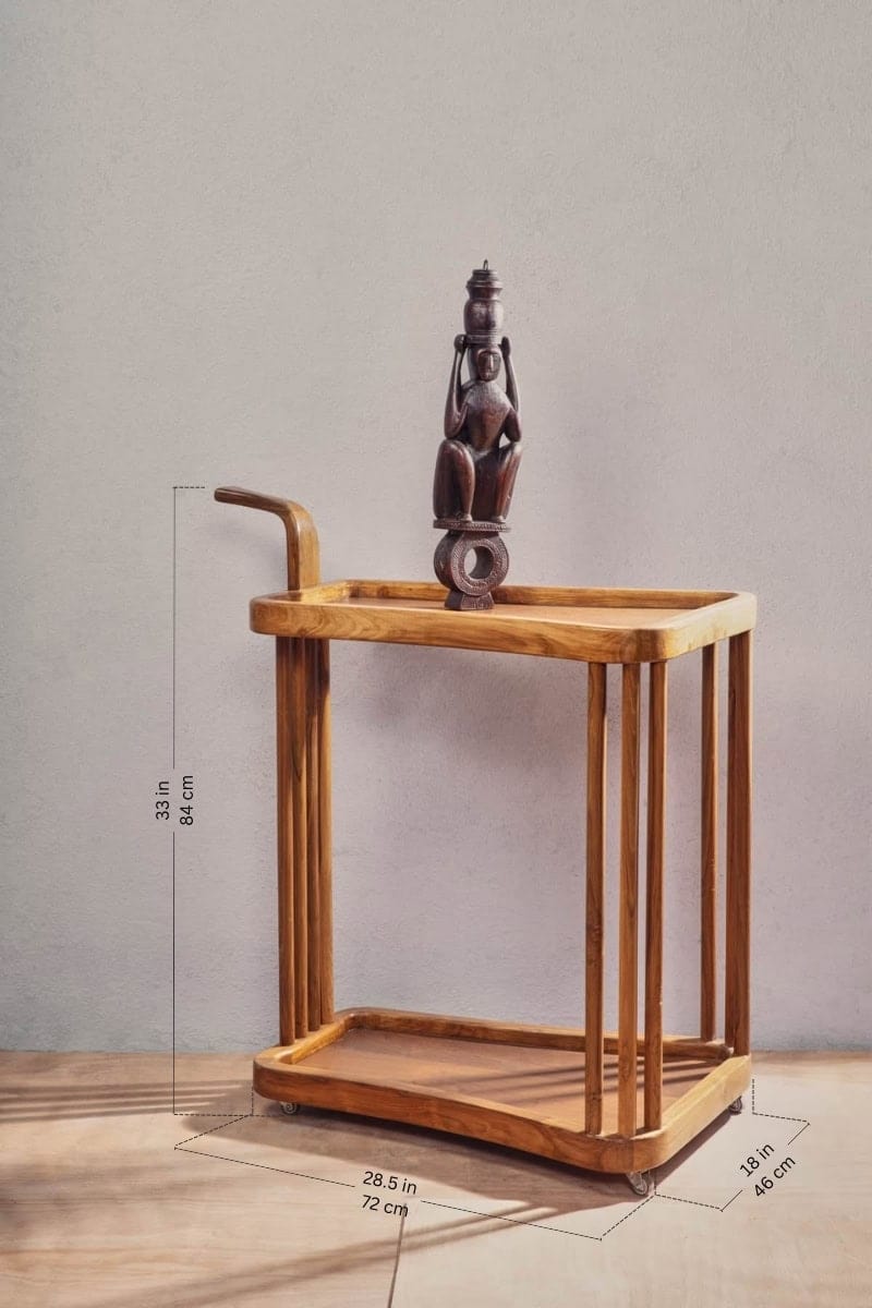 TROLLEYS Spindle Teak Wood Trolley
