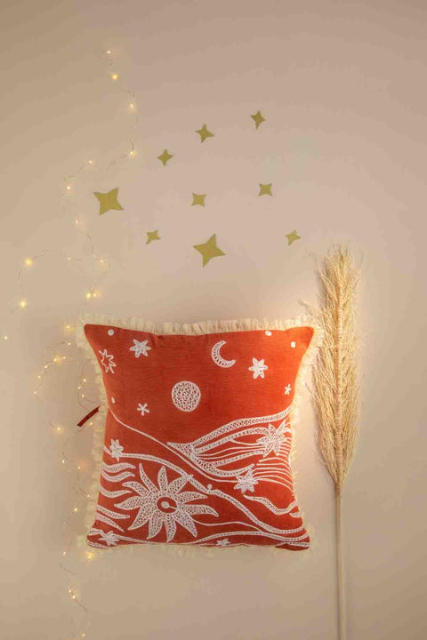 ACCENT CUSHIONS Starry Water Dusky Red Cushion Cover (41 Cm X 41 Cm)