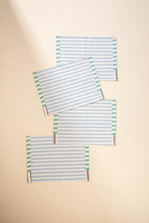 TABLE MATS Stripe Fields  Water Blue Table Mat (Set Of 4)