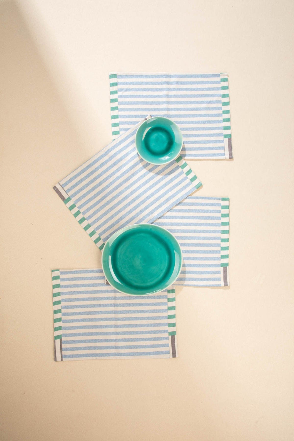 Stripe Fields Water Blue Table Mat (Set Of 4)