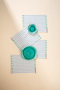 Stripe Fields Water Blue Table Mat (Set Of 4)