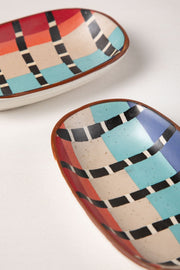 DINING ACCESSORIES Striper  Ceramic Rectangle Palette (Set Of 2)