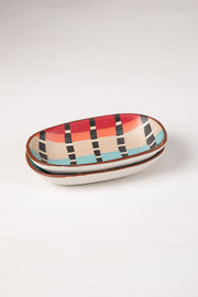 DINING ACCESSORIES Striper  Ceramic Rectangle Palette (Set Of 2)