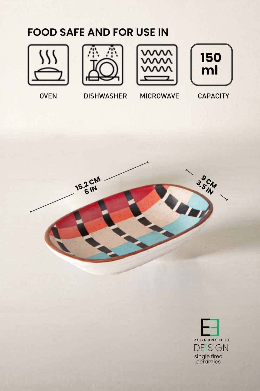 DINING ACCESSORIES Striper  Ceramic Rectangle Palette (Set Of 2)