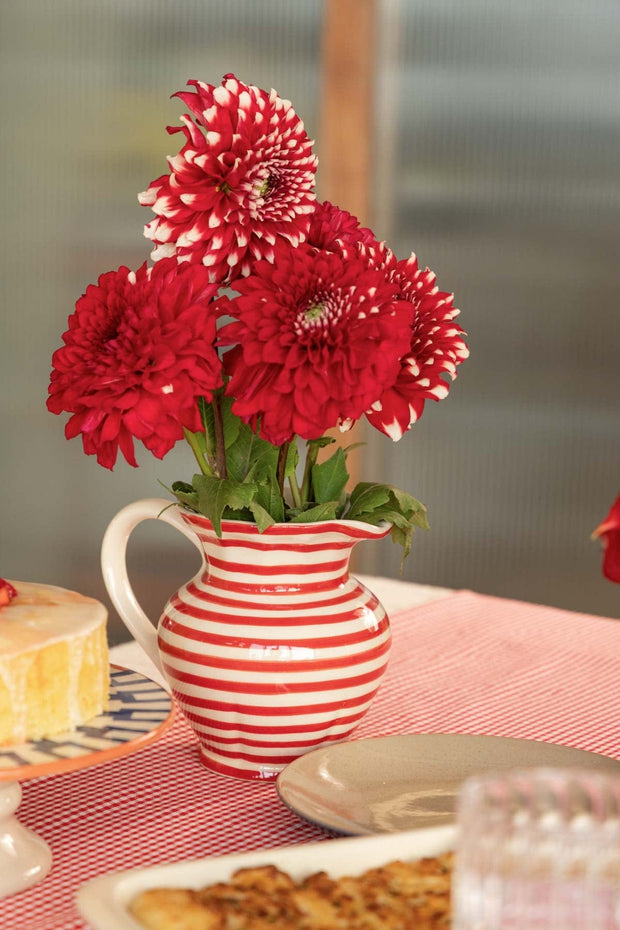 JUGS & CARAFES Striper Red Ceramic Water Jug