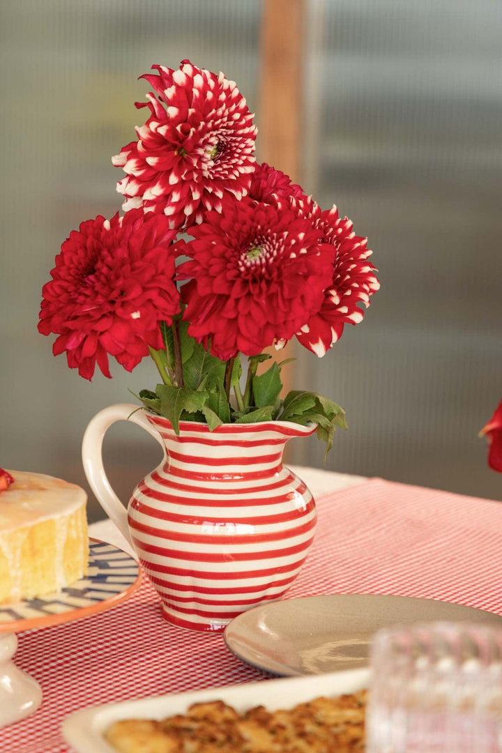 JUGS & CARAFES Striper Red Ceramic Water Jug