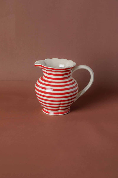 JUGS & CARAFES Striper Red Ceramic Water Jug