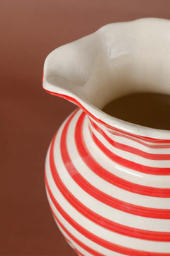 JUGS & CARAFES Striper Red Ceramic Water Jug