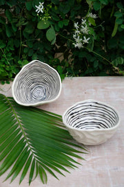BOWLS Stripes Black And White Nut Bowl (Set Of 2)