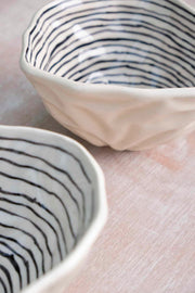 BOWLS Stripes Black And White Nut Bowl (Set Of 2)