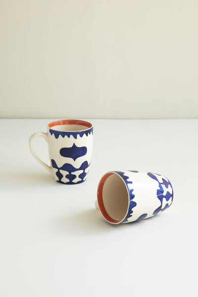 MUGS & CUPS Sun Watcher Deep Blue Ceramic Coffee Mug (Set Of 2)