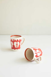 MUGS & CUPS Sun Watcher Burgundy Ceramic Coffee Mug (Set Of 2)