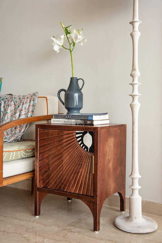 BEDSIDE TABLES Sunburst Mango Wood Bedside Table