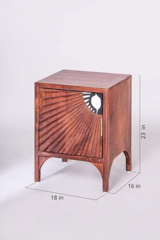 BEDSIDE TABLES Sunburst Mango Wood Bedside Table