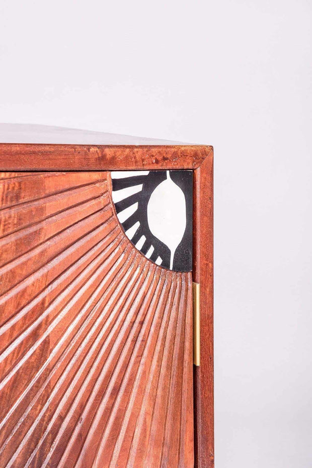 BEDSIDE TABLES Sunburst Mango Wood Bedside Table