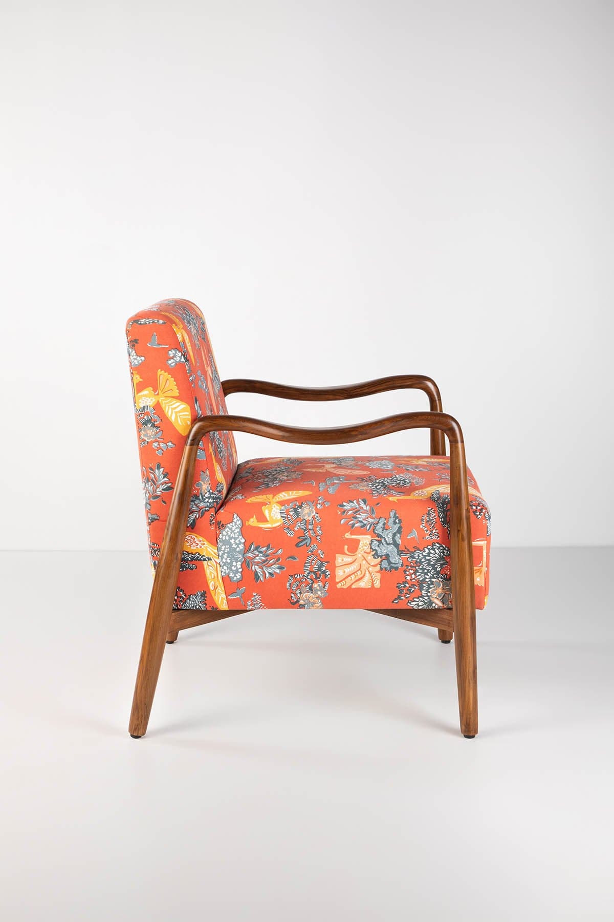 Peacock Song Coral Fabric