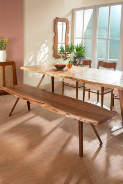 Swerve Live Edge Acacia Wood And Metal Bench