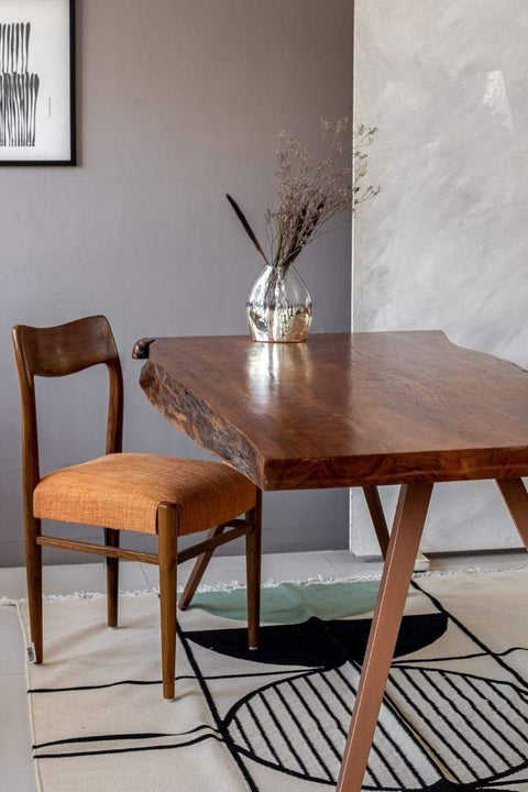 DINING TABLES Swerve Live Edge Acacia Wood And Metal Dining Table