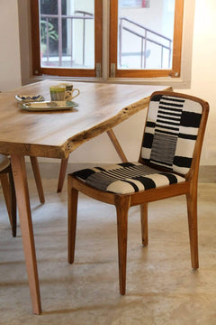 DINING TABLES Swerve Live Edge Acacia Wood And Metal Dining Table