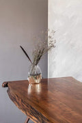 DINING TABLES Swerve Live Edge Acacia Wood And Metal Dining Table