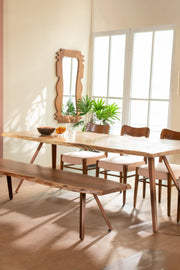 DINING TABLES Swerve Live Edge Acacia Wood And Metal Dining Table