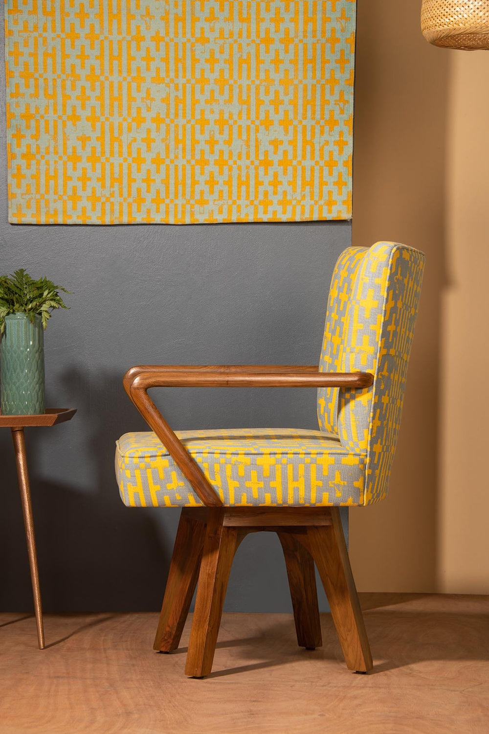 Swivel Teak Wood Study Chair