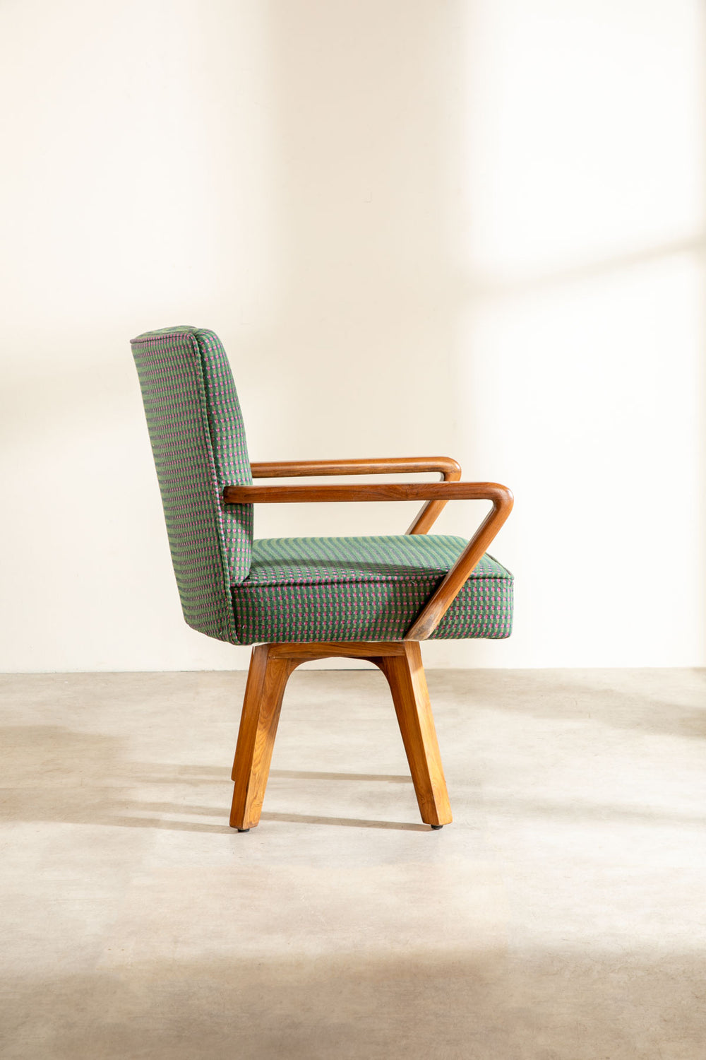 Swivel Teak Wood Study Chair