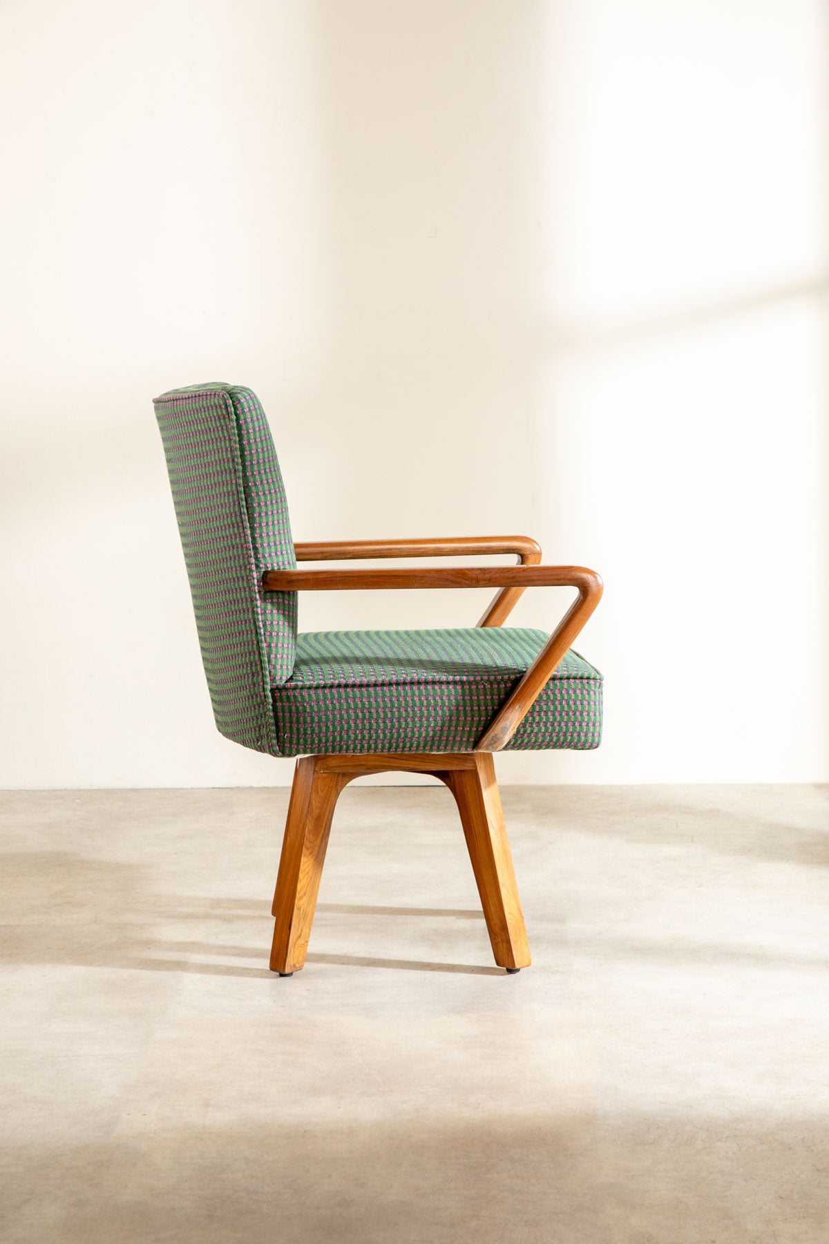 Swivel Teak Wood Study Chair