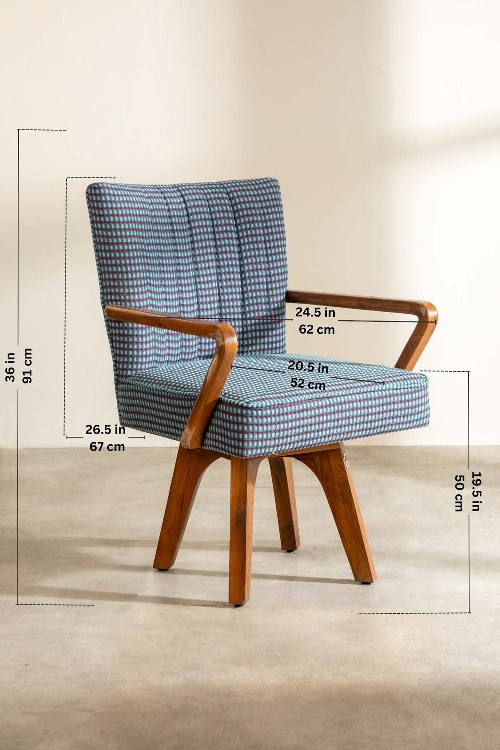 Swivel Teak Wood Study Chair